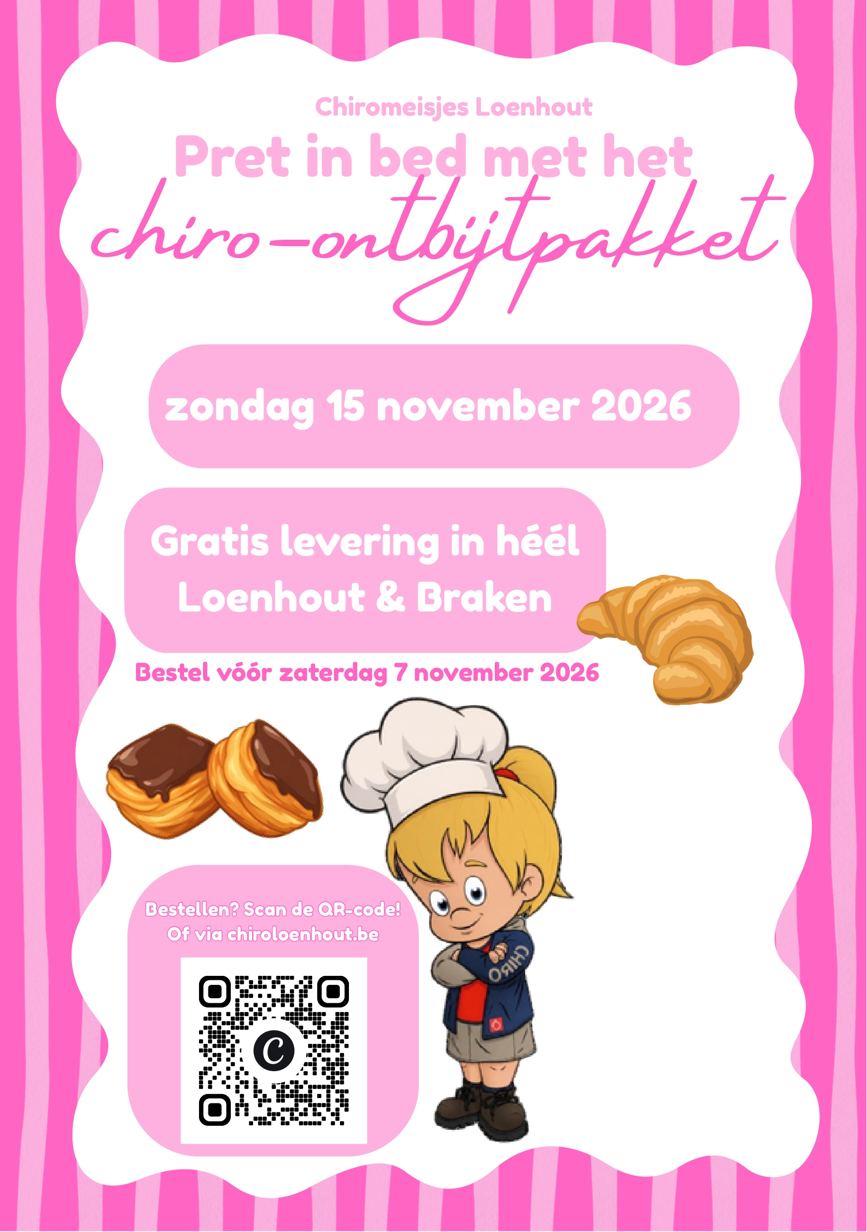 Ontbijtflyer van de Chiromeisjes voor zondag 15 november 2026